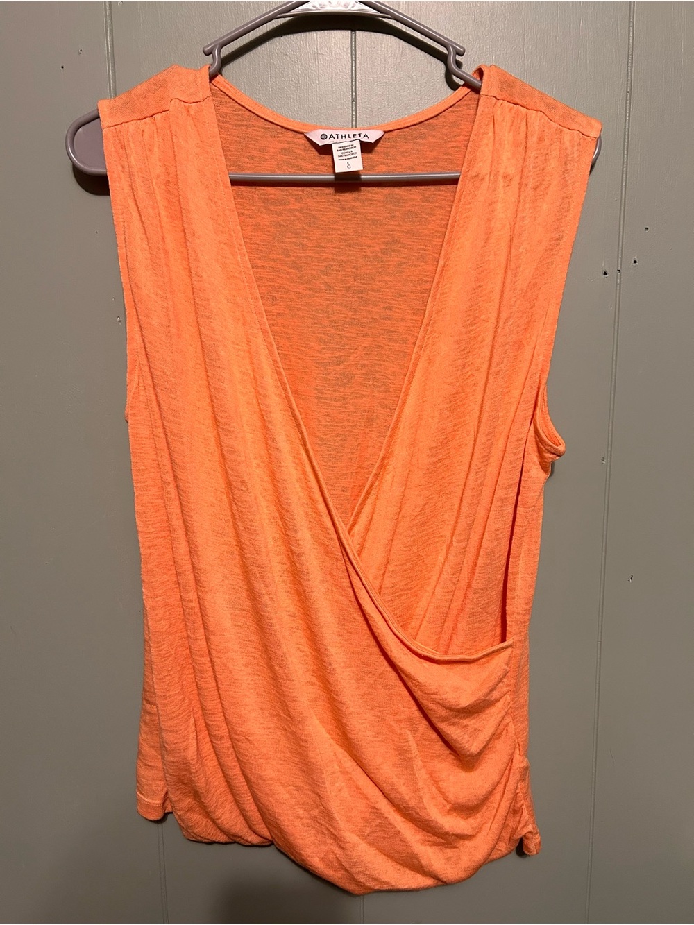 Athleta Coral-Orange Draped Surplice Tank Top